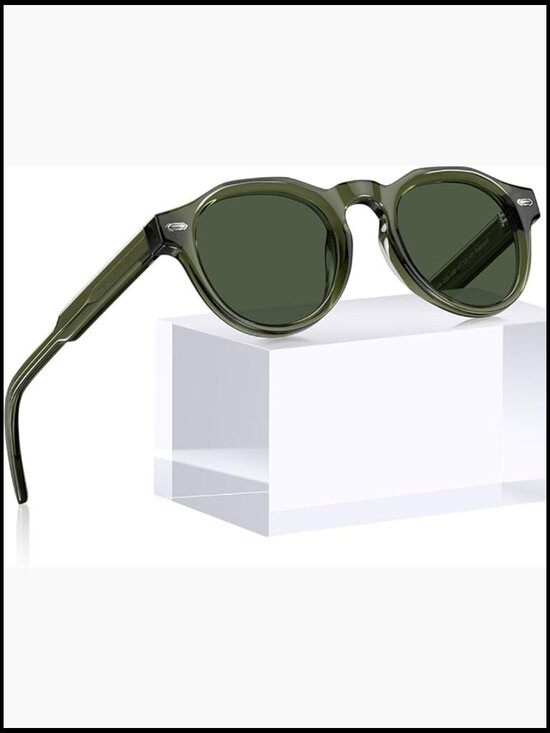 Retro Italian Acetate Polarized Round Sunglasses for Small Faces main image 7